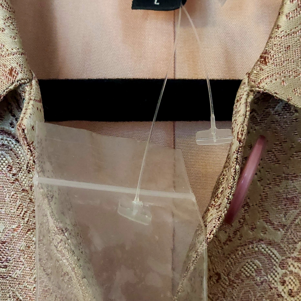 bebe Metallic Taupe Paisley-Print Button Trench Coat - Picture 3 of 7